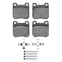 Ceramic Brake Pads & Hardware Kit, 1997-2001 GM, Position: Rear