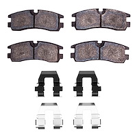 Ceramic Brake Pads & Hardware Kit, 1998-2003 GM, Position: Rear