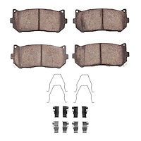 Ceramic Brake Pads & Hardware Kit, 1998-2003 Kia/Hyundai/Genesis, Position: Rear