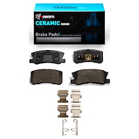 Ceramic Brake Pads & Hardware Kit, 2000-2017 Fits Multiple Makes/Models, Position: Rear