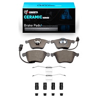 Ceramic Brake Pads & Hardware Kit, 2000-2011 Audi/Porsche/Volkswagen, Position: Front
