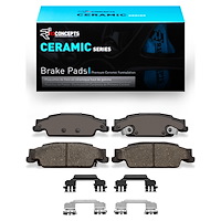 Ceramic Brake Pads & Hardware Kit, 2003-2011 GM, Position: Rear