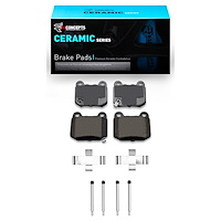 Ceramic Brake Pads & Hardware Kit, 2004-2006 Maserati, Position: Rear