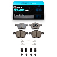 Ceramic Brake Pads & Hardware Kit, 2003-2014 Volvo, Position: Rear