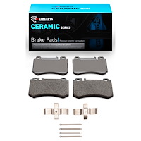 Ceramic Brake Pads & Hardware Kit, 2003-2011 Mercedes-Benz, Position: Rear