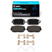 Ceramic Brake Pads & Hardware Kit, Fits Select Fits Multiple Makes/Models, Position: Rear