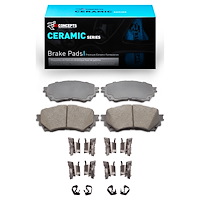 Ceramic Brake Pads & Hardware Kit, 2014-2021 Ford/Lincoln/Mercury/Mazda, Position: Front