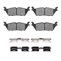 Ceramic Brake Pads & Hardware Kit, 2015-2021 Ford/Lincoln/Mercury/Mazda, Position: Rear