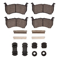 Semi-Metallic Brake Pads & Hardware Kit, 1983-1987 Ford/Lincoln/Mercury/Mazda, Position: Front