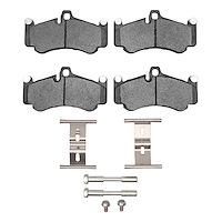 Semi-Metallic Brake Pads & Hardware Kit, 2002-2013 Audi/Porsche/Volkswagen, Position: Front & Rear