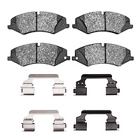 Semi-Metallic Brake Pads & Hardware Kit, 2010-2017 Land Rover, Position: Front