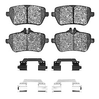 Semi-Metallic Brake Pads & Hardware Kit, 2013-2021 Mercedes-Benz, Position: Rear