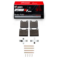 Optimum OE Brake Pads & Hardware Kit, 1967-1991 Mercedes-Benz, Position: Rear