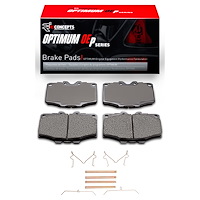 Optimum OE Brake Pads & Hardware Kit, 1979-1985 Lexus/Toyota/Scion, Position: Front