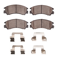 Optimum OE Brake Pads & Hardware Kit, 1985-1994 Subaru, Position: Front