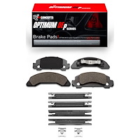 Optimum OE Brake Pads & Hardware Kit, 1986-1987 Ford/Lincoln/Mercury/Mazda, Position: Front