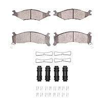 Optimum OE Brake Pads & Hardware Kit, 1995-1997 Kia/Hyundai/Genesis, Position: Front