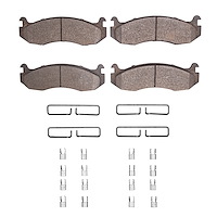 Optimum OE Brake Pads & Hardware Kit, 1996-2006 GM, Position: Front