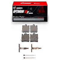 Optimum OE Brake Pads & Hardware Kit, 1996-2011 Mercedes-Benz, Position: Rear