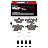 Optimum OE Brake Pads & Hardware Kit, 2000-2009 Audi/Porsche/Volkswagen, Position: Front
