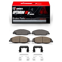 Optimum OE Brake Pads & Hardware Kit, 2008-2014 GM, Position: Front