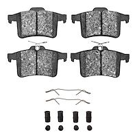 Optimum OE Brake Pads & Hardware Kit, 2010-2018 Jaguar, Position: Rear