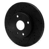 E-Line Drilled & Slotted Black Brake Rotor, 2004-2010 Fits Multiple Makes/Models, Position: Front Left