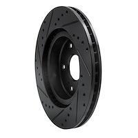E-Line Drilled & Slotted Black Brake Rotor, 2006-2017 Suzuki, Position: Front Right