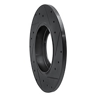 E-Line Drilled & Slotted Black Brake Rotor, 1965-1976 Audi/Porsche/Volkswagen, Position: Front Left