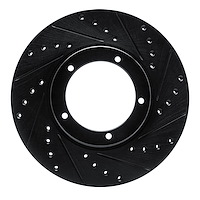 E-Line Drilled & Slotted Black Brake Rotor, 1967-1988 Audi/Porsche/Volkswagen, Position: Front Right