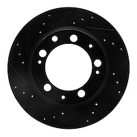 E-Line Drilled & Slotted Black Brake Rotor, 1977-1988 Audi/Porsche/Volkswagen, Position: Rear Left