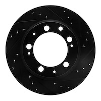 E-Line Drilled & Slotted Black Brake Rotor, 1977-1988 Audi/Porsche/Volkswagen, Position: Rear Right
