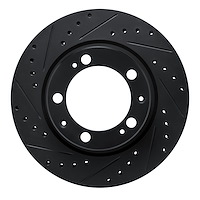 E-Line Drilled & Slotted Black Brake Rotor, 1987-1995 Audi/Porsche/Volkswagen, Position: Front Left