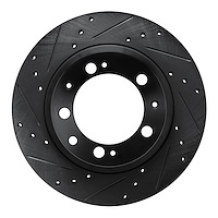 E-Line Drilled & Slotted Black Brake Rotor, 1986-1995 Audi/Porsche/Volkswagen, Position: Rear Left