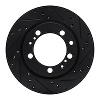 E-Line Drilled & Slotted Black Brake Rotor, 1991-1997 Audi/Porsche/Volkswagen, Position: Rear Left