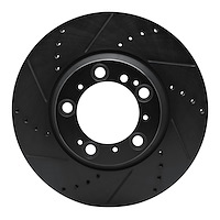 E-Line Drilled & Slotted Black Brake Rotor, 1999-2021 Audi/Porsche/Volkswagen, Position: Rear Right