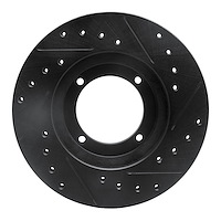 E-Line Drilled & Slotted Black Brake Rotor, 1987-1999 Fits Multiple Makes/Models, Position: Front Left