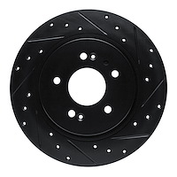 E-Line Drilled & Slotted Black Brake Rotor, Fits Select Kia/Hyundai/Genesis, Position: Rear Right