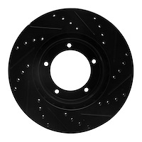 E-Line Drilled & Slotted Black Brake Rotor, 1990-2016 Land Rover, Position: Front Left