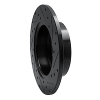 E-Line Drilled & Slotted Black Brake Rotor, 1974-2016 Land Rover, Position: Rear Left