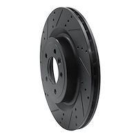 E-Line Drilled & Slotted Black Brake Rotor, Fits Select Land Rover, Position: Rear Left