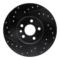 E-Line Drilled & Slotted Black Brake Rotor, 2015-2020 Fits Multiple Makes/Models, Position: Rear Right