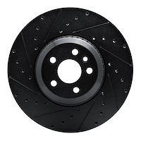 E-Line Drilled & Slotted Black Brake Rotor, Fits Select Fits Multiple Makes/Models, Position: Front Left