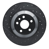 E-Line Drilled & Slotted Black Brake Rotor, Fits Select Fits Multiple Makes/Models, Position: Rear Left
