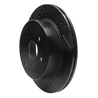 E-Line Drilled & Slotted Black Brake Rotor, 2014-2018 Subaru, Position: Rear Left
