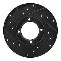 E-Line Drilled & Slotted Black Brake Rotor, 1980-1983 Subaru, Position: Front Left