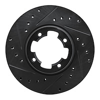 E-Line Drilled & Slotted Black Brake Rotor, 1983-1989 Subaru, Position: Front Left