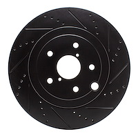 E-Line Drilled & Slotted Black Brake Rotor, 2018-2021 Subaru, Position: Rear Right