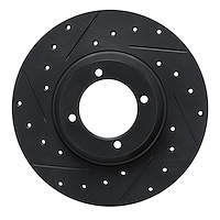 E-Line Drilled & Slotted Black Brake Rotor, 1961-1976 Fits Multiple Makes/Models, Position: Front Left