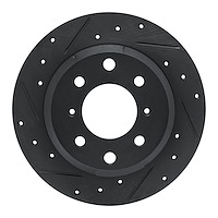 E-Line Drilled & Slotted Black Brake Rotor, 1964-1994 Alfa Romeo, Position: Rear Left